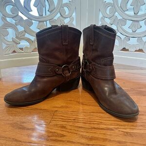 Dark Brown Western Style Ankle Booties
